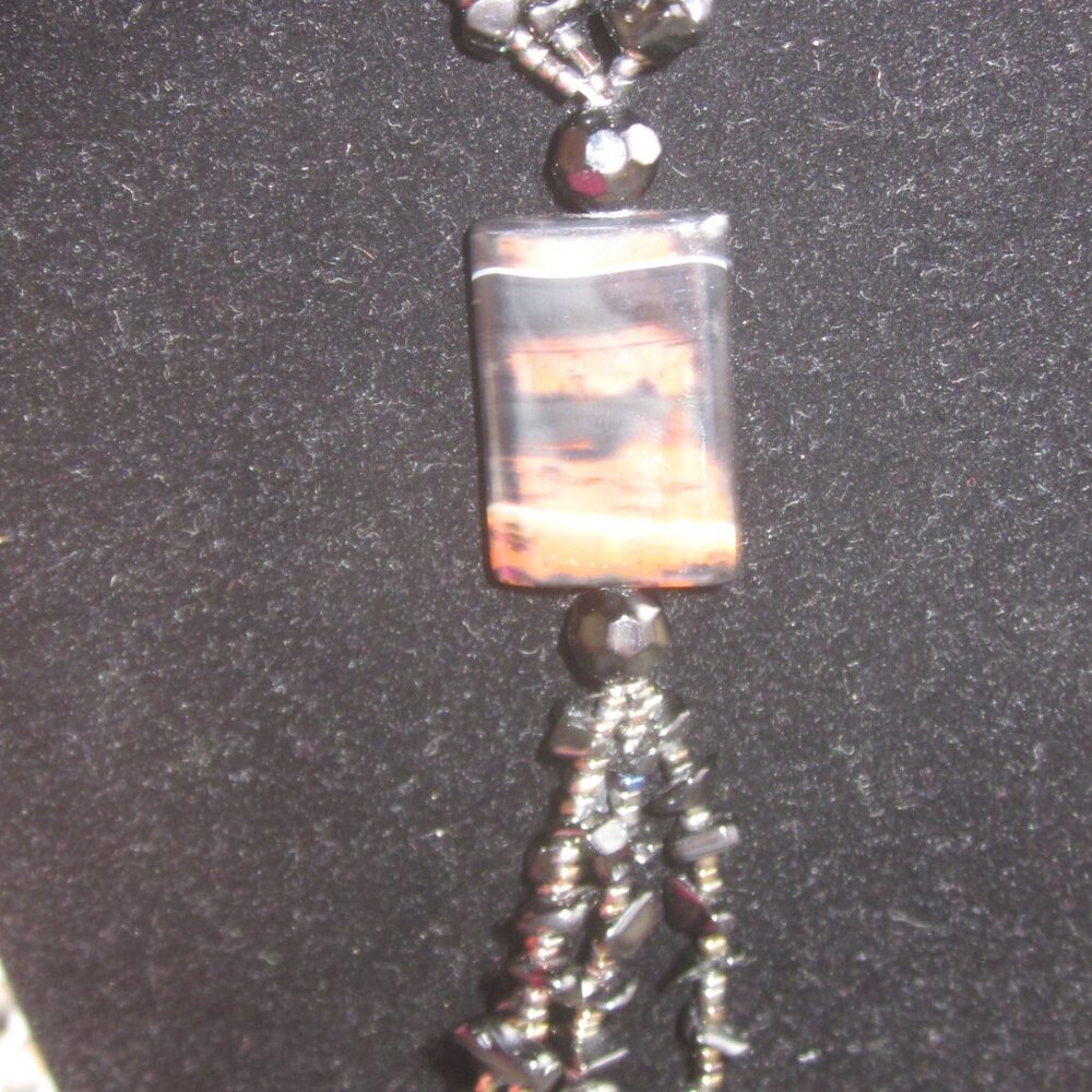 Long Black Obsidian or Glass Beaded Necklace - Picture 5 of 7